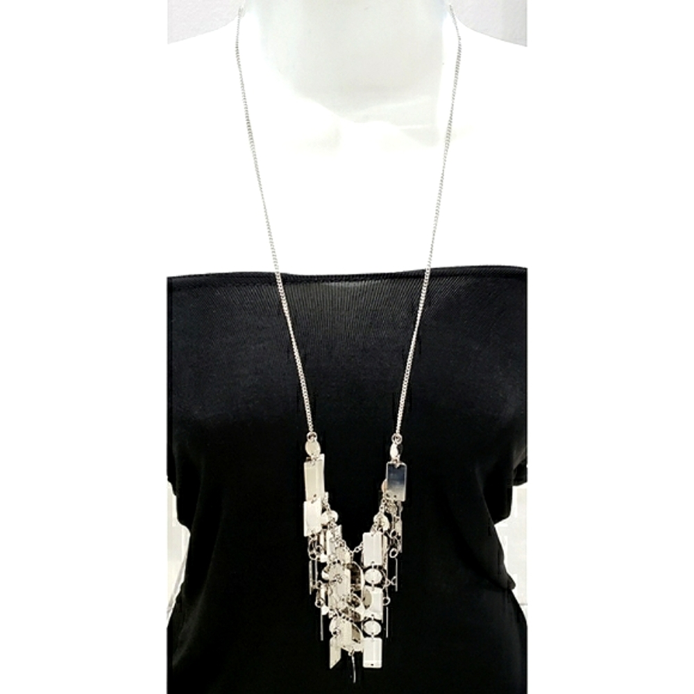 New KIRA KIRA Silver Curtain Fringe Necklace Set
